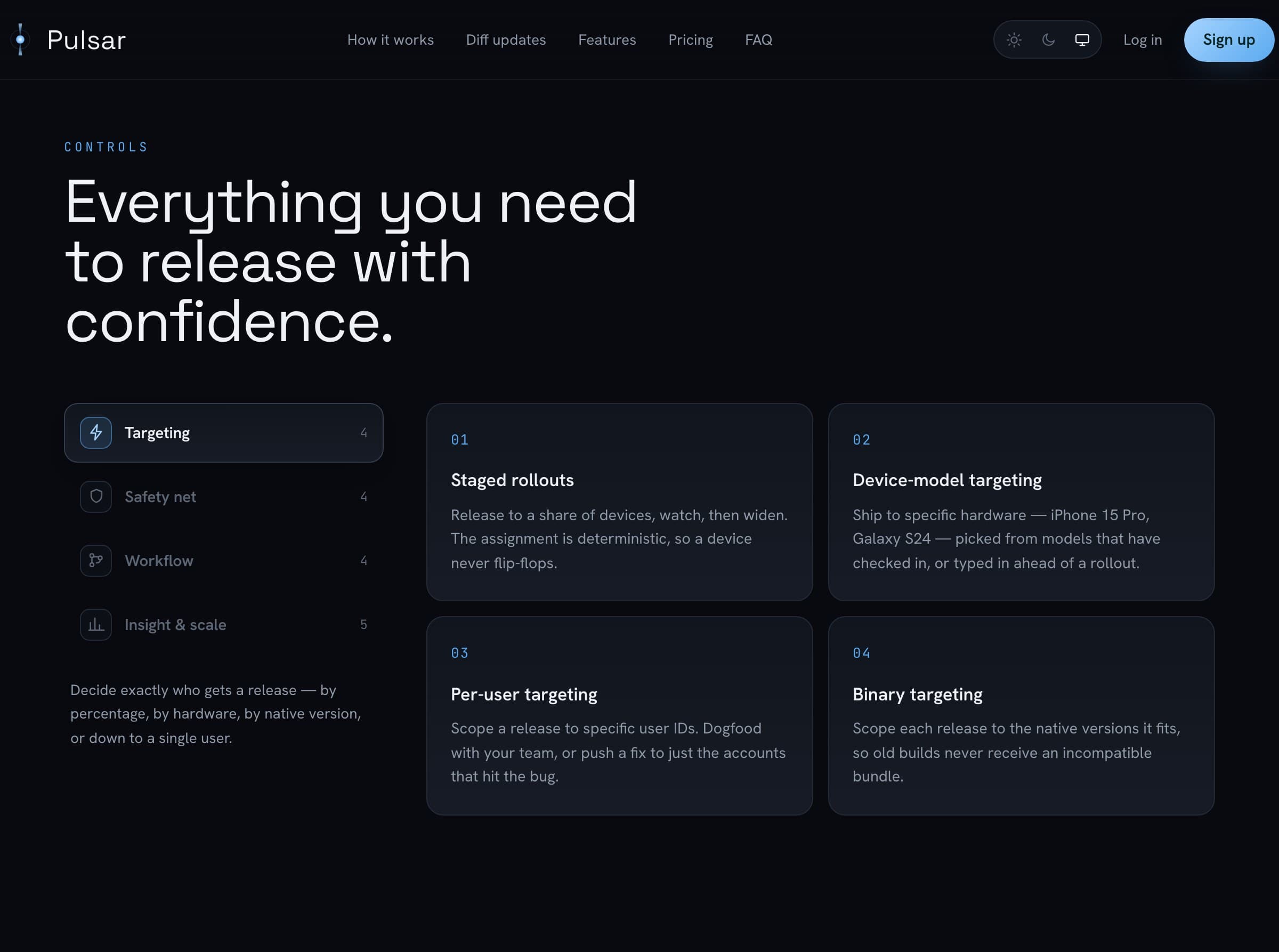 Pulsar targeting controls — staged rollouts, device, version and per-user